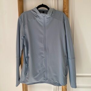 Lululemon Warp Light Jacket Men's L Light Blue Packable Hooded Wind Rain Proof